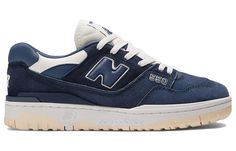 New Balance 550 'Indigo Sea Salt' BB550SLA (SNKR/Retro/Unisex/Low Top/Non-Slip/Basketball/Wear-resistant) Retro Basketball Shoes, Mens Tennis Shoes, Blue Sneakers, Best Sneakers, New Balance Shoes, Blue Suede, New Balance Sneaker, Stylish Sneakers, Missoni