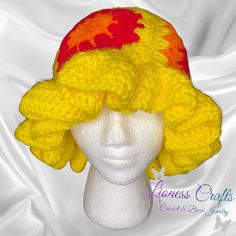 * Choice from 3 colors  * Lovely full ruffles * Make a statement during this spring & summer! * Image: Bright Yellow, Cherry Red, Pumpkin  * For special request color(s) not listed contact me Red Crochet Hat For Spring, Fun Yellow Bucket Hat For Spring, Spring Fitted Hats With Ruffles, Fitted Ruffled Hats For Spring, Fitted Ruffle Hats For Spring, Fitted Spring Hat With Ruffles, Yellow Summer Hat One Size, Retro Yellow Bucket Hat For Spring, Yellow Bohemian Crochet Hat For Spring