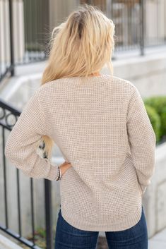 Stay cozy and chic in this High Low Long Sleeve Waffle Sweater. With its unique waffle texture and flattering high-low hemline, this sweater is perfect for casual days or evenings out. The long sleeves add extra warmth, while the relaxed fit ensures comfort all day long. Pair it with your favorite jeans or leggings for a stylish and effortless look. Available in a range of colors to suit your personal style. Upgrade your sweater game with this versatile and trendy piece! Features: Waffle-Knit St Waffle Knit Outerwear For Layering, Fall Outerwear For Layering With Waffle Knit, Winter Waffle Knit Long Sleeve Cardigan, Long Sleeve Waffle Knit Cardigan, Long Sleeve Waffle Knit Winter Cardigan, Waffle Knit Long Sleeve Winter Cardigan, Long Sleeve Waffle Knit Cardigan For Winter, Winter Waffle Knit Outerwear For Loungewear, Cozy Waffle Knit Cardigan For Winter