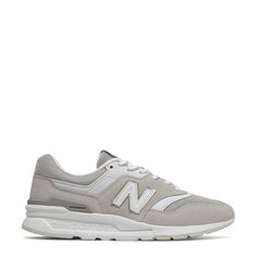 Up your sporty style with these women's New Balance 997H rain cloud/white fashion athletic shoes. Comprising suede-mesh upper offering support and ventilation, these athleisure sneakers have adjustable lace closure for personalized fit, and authentic N logo. These sneakers have ENCAP midsole cushioning blending plush foam with a durable polyurethane rim for all-day support. Lightweight EVA foam cushioning in the midsole and heel amplify support and comfort. | New Balance Women's 997H Sneaker in Rain Cloud/White Size 5 Medium Fashion Athletic Shoes, New Balance 997h, N Logo, Nike Slides, Athleisure Sneakers, Rain Cloud, Converse Style, Adidas Fashion, New Balance Women