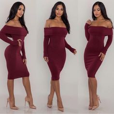 Brand New With Tags! Posh Shop Knit Fold-Over Ribbed Dress In Burgundy! Size Small! Ribbed Dress, Ribbed Dresses, Dressy Outfits, Burgundy Color, Red Purple, Shop Dresses, Dress Brands, Color Purple, Off Shoulder Dress