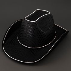 Black color is liked by all and you are sure to find a lot of accessories in black color however they are not as cool as the EL wire cowboy / cowgirl hats in black color. The lighted hats come with contrasting EL wire and black colored sequins which ensure that the glow in the dark hats are visible even from a distance and you are able to stand out in a crowd. The trendy, funny, crazy & cute sequined cowboy / cowgirl hat is unisex and comfortable to wear and you can make the best of the products Western Black Costume Hats And Headpieces For Party, Western Black Costume Hats For Festivals, Black Western Costume Hats For Festivals, Brimmed Black Costume Hat For Western-themed Events, Western Black Costume Hats And Headpieces For Rodeo, Black Brimmed Costume Hat For Country Events, Brimmed Black Hats And Headpieces For Western-themed Events, Western Black Costume Hat For Rodeo, Western Black Costume Hats And Headpieces For Country Events