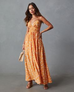 Kamila Braided Tie Floral Print Maxi Dress Vici Dress, Open Back Dresses, Floral Print Maxi Dress, Floral Print Maxi, Orange White, Printed Maxi Dress, Tie Back, Dress Backs, Wedding Season