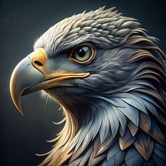 an eagle's head is shown in this artistic painting