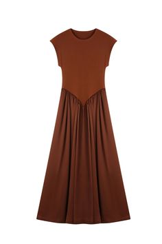 Ancosti patchwork cap sleeve maxi dress Elegant Fitted Maxi Dress With Modesty Panel, Brown Stretch Maxi Dress, Fitted Brown Maxi Dress With Short Sleeves, Fitted Brown Floor-length Maxi Dress, Stretch Cap Sleeve Midi Dress, Stretch Midi Dress With Cap Sleeves, Fitted Brown Maxi Dress For Work, Polished Style, Sleeve Maxi Dress