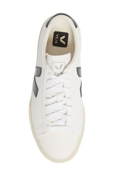 Chrome-free leather and contrast logo details define a streamlined sneaker with clean, sporty appeal. The low-top style features soles made from wild Amazonian rubber and a sustainable lining made from recycled polyester and organic cotton. EVA-cushioned footbed Removable insole Leather upper/textile lining/rubber sole Made in Brazil Sporty Sneakers With Contrast Sole In Recycled Rubber, Sporty Sneakers With Contrast Sole, Sporty Sneakers With Gum Sole In Recycled Rubber, White Sole Low-top Sneakers In Recycled Rubber, Sporty Sneakers With Gum Sole And Recycled Rubber, Sporty Low-top Sneakers With Recycled Rubber, White Sneakers With Contrast Sole In Recycled Rubber, White Sneakers With Recycled Rubber And Contrast Sole, White Sneakers With Recycled Rubber Sole