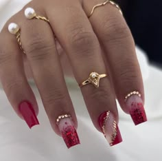 Pink Pinterest, Beauty Hacks Nails, Art Deco Nails, Red Acrylic Nails, Fancy Nails Designs, Simple Gel Nails, Girly Acrylic Nails, Acrylic Nails Coffin Pink, Unique Acrylic Nails