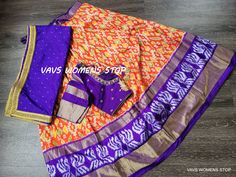 Gorgeous Pure Ikkat Silk Lehenga Set Complemented with Maggam Work Blouse Size 36 Extends to 42 And Pure Benarasi Duppata Langa Voni Set Blouse stitched - Yes Blouse size - 36 with inner margins expandable upto 42 For Blouse Size 34 alteration can be done on request. Disclaimer : 1)All pictures are being taken in natural light but still there might be little color variation because of photography and gadget settings in each and every phone. 2)Zari Folding's and Thread Outcomes are not considered Benarasi Duppata, Kuppadam Pattu Sarees, Langa Voni, Maggam Work Blouse, Maggam Work Blouses, Embroidery Saree, Maggam Work, Silk Lehenga, Beautiful Blouses