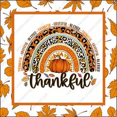 the word,'grateful'is surrounded by an image of a pumpkin and leopard print