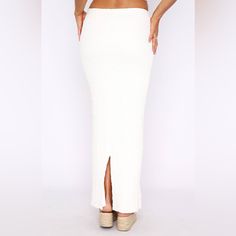 Nwt White Fox Boutique Womens Home Runmaxi Skirt Size S Color White Stretchy White High Waist Maxi Skirt For Day Out, Casual White Pencil Maxi Skirt, White Casual Pencil Maxi Skirt, Crochet Maxi Skirt, Fox Home, Purple Maxi, Crop Top Set, Crochet Maxi, White Fox Boutique