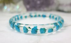 Blue Resin Bracelets As Gifts, Blue Resin Bracelets For Gifts, Blue Resin Bracelets For Gift, Blue Resin Bracelets Perfect For Gifts, Lover Bracelet, Handmade Bangle Bracelets, Breath Flowers, Resin Jewelry Diy, Resin Bangles