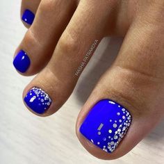 Shellac Pies, Cute Toenail Designs, Blue Toe Nails, Glitter Toe Nails, Pretty Pedicures