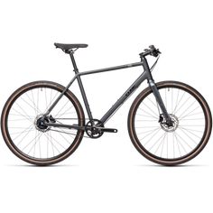 a black bike with brown spokes on the front and back wheel, against a white background