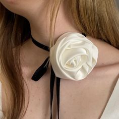 White Flower Choker. Silk Rose Choker. Bohemian Necklace. - Etsy Rose Design Choker Necklace, Elegant Rose Choker For Party, Elegant Rose Colored Party Choker, Adjustable Rose Choker Necklace, Adjustable Rose Choker For Parties, Elegant Rose Design Choker, Elegant Adjustable Rose Design Choker, White Flower Choker, Edgy Bridal