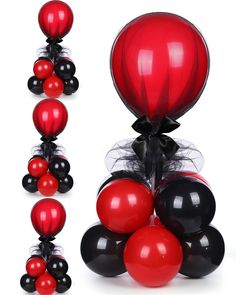 PRICES MAY VARY. What You Get: you'll receive a nice value balloon pack that includes 4 reusable tabletop balloon sticks, 4 balloon flower bases, 8 round snaps, 4 black gauze covers, 36 piece of 5 inch latex balloons (18 black and 18 pomegranate red), 4 pieces of 12 inch red latex balloons and 4 pieces black thick ribbons Quality Material: the balloons in the latex balloon set are made of quality latex, which is safe and without toxic, not easy to burst, and can keep in good condition for a long Tulle Balloons With Flowers, Black Balloon Garland With Red Flowers, Razorback Centerpiece Party Tables, Mini Balloon Garland Table Centerpiece, Stranger Things Table Centerpieces, Table Ballon Stand, Balloons And Flower Centerpieces, Balloon Center Piece For Tables, Table Centerpieces Balloons