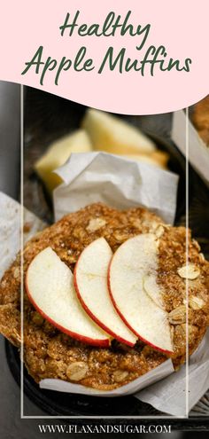 healthy apple muffins with apples on top