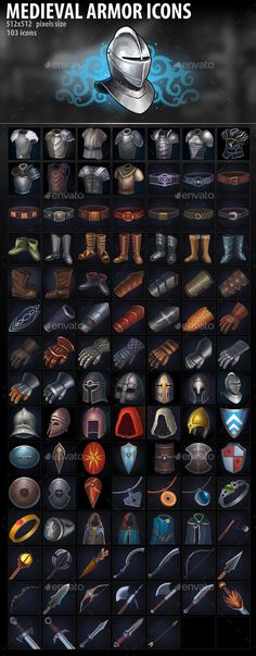 Unique Icons, Medieval Games, Armor Drawing, Medieval Helmets, Map Icons, Leather Armor, Rpg Maker, Medieval Armor, Game Concept