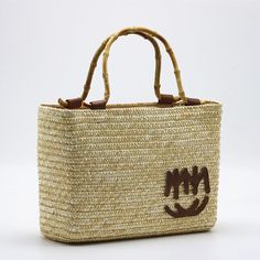 Style:+handbag,+carrying+handbag,+tote+bag. Color:+as+photos. Technics:+Hand+Woven Condition:+New Handmade Material:+wheat+straw+weaving. Open:+zippered. Size:+upper+length+31cm,+width+12cm,+height:+22cm. Free+shipping. Straw Weaving, Beige Bag, Wheat Straw, Trend Style, Bamboo Handles, Woven Bag, Casual Bags, Haiti, Large Bags