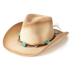 PRICES MAY VARY. Lightweight and comfortable - These cowboys hats are made from 100% paper straw /100% polyester (khaki/brown & beige/brown), which is breathable, lightweight and comfortable for all-day wear; Wire brim on the edge makes it shapeable to your desire Adjustable Cowgirl Hats - There has an elastic band inside, which will adjust size according to your head, one size fits most; Hat Circumference: 22"-22.8"; Brim Width: 3.15"; Hat Height: 4.7" Stylish Design: Cute straw western cowboy Western Style Sun Hat For Rodeo, Western Brown Straw Hat, Adjustable Hats For Western-themed Events, Adjustable Cap For Western-themed Events, Western Cream Sun Hat For Rodeo, Western Style Cream Sun Hat For Rodeo, Cream Straw Hat With Curved Brim For Outdoors, Outdoor Cream Straw Hat With Curved Brim, Western Style Beige Fedora For Outdoor