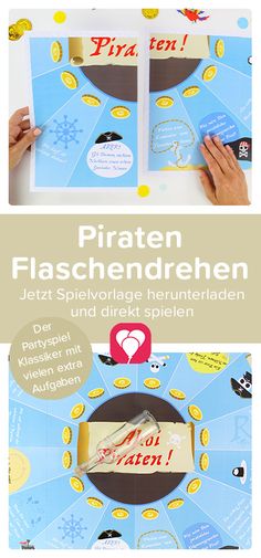 Vorlage für das DIY Flaschendrehen passend im Piraten-Motto für den Kindergeburtstag von balloonas. Pajama Party, Runes, Personal Care, Map