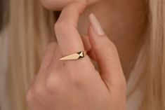 Our asymmetrical ring is 14k solid gold. It helps to you make a stylish combination with elegant and modern design.  If you consider asymmetrical ring as a gift to your loved ones, it makes happy to them. It can be a perfect choice on birthdays, valentine's day or mother's day. If you want, you can add a gift note for your loved ones. It arrives in a special jewelry gift box. We respond to your questions happily. Your question will be answered within 24 hours. Do not hesitate to contact us. I ho Asymmetrical Ring, Everyday Ring, Solid Gold Ring, Everyday Rings, Ring Minimalist, Minimalist Ring, Solid Gold Rings, Special Jewelry, Anniversary Gift For Her