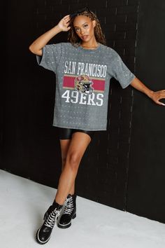 Make a statement in any crowd with our San Francisco 49Ers oversized fit, all-over mini rhinestone short sleeve tee featuring a ribbed neckline. Embrace the sparkle while staying comfortable—perfect for every dedicated fan. Arizona Cardinals, Ribbed Neckline, San Francisco 49ers, Cardinals, Oversized Fits, Short Sleeve Tee, Arizona, San Francisco, Sparkle