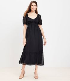 Clip Knotted Balloon Sleeve Midi Dress Petite Midi Dress, Dress Clip, Color Crush, Poplin Dress, Dress Home, Midi Dress With Sleeves, Midi Maxi Dress, Woven Dress, Everyday Dresses