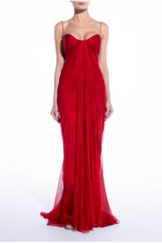 Maria Lucia Hohan Dress, Elegant Backless Dress, Red Formal Gown, Trumpet Silhouette, Maria Lucia Hohan, Shimmery Dress, Designer Evening Gowns, Drape Panel, Sleeveless Gown