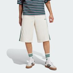 adidas Shop the '80s Loose Buttoned 3-Stripes 11-Inch Bermuda Shorts - White at adidas.com/us! See all the styles and colors of '80s Loose Buttoned 3-Stripes 11-Inch Bermuda Shorts - White at the official adidas online shop. Adidas Casual, Casual Shorts For Men, Shorts Adidas, Adidas Shop, Mens Lifestyle, Adidas Shorts, Shorts White, Loose Shorts, Adidas Online