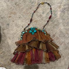 Collectible Mary Frances Bag, Used Once! Gorgeous Beading & Tiered Fabric! Bohemian Multicolor Embellished Shoulder Bag, Brown Beaded Pouch Bag, Brown Beaded Travel Bags, Bohemian Brown Beaded Shoulder Bag, Bohemian Embellished Travel Bags, Bohemian Embellished Tote Shoulder Bag, Bohemian Embellished Shoulder Bag, Mary Frances Bags, Mary Frances