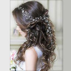 Long Hair Vine with Pearl Flowers Boho Hairstyles For Long Hair, Long Hair Vine, Crystal Bridal Headband, Flower Girl Headpiece, Silver Hair Vine, Gold Hair Vine, Pearl Hair Vine, Wedding Hair Headband, Crystal Hair Vine