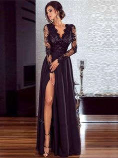 Sexy Lace Evening Dress Black Dress, Black / XL Black Stretch V-neck Evening Dress, Black Stretch Floor-length Dress, Black Long Sleeve Dresses For Prom, Black Stretch Evening Dress, Black Long Sleeve Mini Dress For Prom, Long Sleeve Stretch Dresses For Prom, Long Sleeve Stretch Dresses For Prom Season, Stretch Long Sleeve Dresses For Prom, Stretch Long Sleeve Dresses For Prom Season