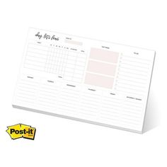 a post - it note pad is shown with the words, daily times and days