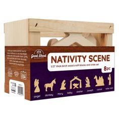 the nativity scene is in its wooden box