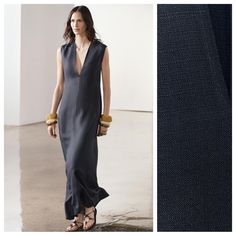 Nwt. Zara Zw Collection Blue/Indigo 100% Viscose Long Dress. Sleeveless Design With V-Neckline. Back Hidden In-Seam Zip Closure. Size M. Ref. 2729/603. Pit To Pit 17" Flat, Waist 15", Length 60". 1056. Modern V-neck Spring Dresses, Elegant Sleeveless Unlined Maxi Dress, Chic V-neck Unlined Maxi Dress, Elegant Maxi Length Unlined Dresses, Modern Summer Maxi Dress For Formal Occasions, Modern Sleeveless Summer Dress For Formal Occasions, Modern Sleeveless Dress For Formal Summer Events, Elegant Unlined Workwear Dress, Modern Sleeveless Evening Dress For Summer