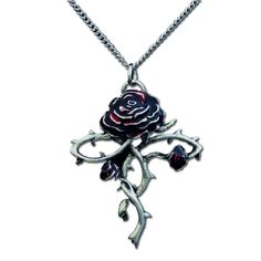 Rosycroix Rose Cross Necklace | Kilts-n-Stuff.com Silver Metal Necklace With Rose Design, Silver Rose Design Metal Necklace, Silver Rose Design Necklace, Metal Rose Design Jewelry For Valentine's Day, Valentine's Day Metal Jewelry With Rose Design, Gothic Rose-colored Jewelry For Gifts, Rose-colored Gothic Jewelry For Gift, Gothic Rose Colored Jewelry For Gift, Gothic Rose Jewelry For Gift