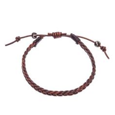 Cinnamon Brown Leather Braided Bracelet from Thailand - Cinnamon Braid | NOVICA Brown Leather Strap Bracelet, Brown Adjustable Festival Jewelry, Brown Adjustable Jewelry For Festivals, Handmade Brown Leather Bracelet For Beach, Brown Leather Braided Jewelry, Brown Leather Strap Wrap Bracelet Gift, Rustic Adjustable Leather Strap Bracelets, Brown Braided Leather Jewelry, Braided Brown Leather Jewelry