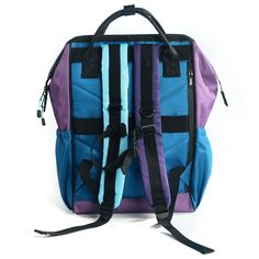 Color Block patchwork in violet, grape and teal shades. Our laptop backpack is everything you need for work, school, travel or adventure! Spacious, tons of organizational pockets and of course our unique and eye catching prints! -Measures approximately 16" tall x 11" wide x 8.5" deep -weighs 1lb 4oz. with a 21.4 liter / 32 lb capacity -Large frame style open main compartment with a roomy padded laptop pocket, zipper pocket, 2 elastic organizational pockets, and 2 pen pockets. -The laptop pocket Casual Purple Backpack With Zipper Closure, Versatile Backpack With Laptop Sleeve For On-the-go, Functional Purple Backpack With Zipper Closure, On-the-go Laptop Backpack With Zipper Closure, On-the-go Laptop Backpack With Zipper Pocket, Teal Shades, Fir Trees, Open Main, Large Frames