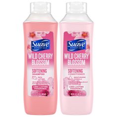 PRICES MAY VARY. SUAVE ESSENTIALS SOFTENING FORMULAS: Our Wild Cherry Blossom Softening Shampoo and Conditioner hydrate your hair while turning your shower into a floral escape. SALON-QUALITY HAIR CARE: The Suave cherry blossom shampoo with a rich lather nourishes while it cleanses; the cherry blossom conditioner refreshes and softens hair. LONG-LASTING FRAGRANCE: Delightfully scented with cherry blossom, peony, and black currant, this shampoo and conditioner will leave you feeling inspired all V05 Shampoo And Conditioner, Suave Shampoo, Pink Shampoo, Wild Cherry, Soften Hair, Feeling Inspired, Black Currant, Large Family, Hair Long