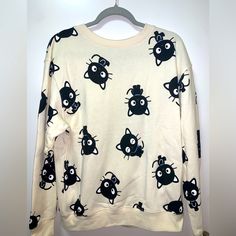 Hello Kitty, Cream Choco Cat Sweater, Never Worn Brand New Without Tags, Size Medium Casual Cat Print Sweater For Winter, Casual Winter Sweater With Cat Print, Winter Long Sleeve Tops With Cat Print, Long Sleeve Cat Print Top For Winter, Long Sleeve Tops With Cat Print For Winter, Trendy Long Sleeve Cartoon Print Sweater, Trendy Long Sleeve Sweater With Cartoon Print, Casual Winter Tops With Cartoon Print, Winter Cartoon Print Tops For Loungewear