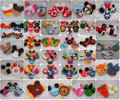 many different types of mickey mouse magnets are shown in this collage with images of them