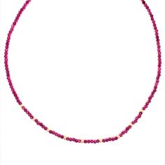 Our Dainty Ruby Beaded Necklace with Gold Bead Accents is a captivating and elegant accessory that showcases the timeless beauty of rubies. This necklace is designed to add a touch of sophistication and allure to any outfit, making it a perfect choice for those seeking a delicate yet striking piece of jewelry. Necklace Size: 14" with 2" extension. Handmade with Love in the USA. Packaged ready for gifting in our MaLi Beads Jewelry Pouch and Box. Experience the beauty and durability of 18 Karat Go Gold Bond, Ruby Beads, Gold Filled Hoops, Elegant Accessories, Necklace Sizes, Jewelry Pouch, Gold Plated Jewelry, Gold Beads, Jewelry Plate