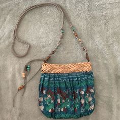 Nwot Cappelli Straworld Boho Bag With Straw Trim, Strap Is Beaded And Tasseled. Turquoise, Brown, Creme, Dk Green And Mint Green. Sparkle Flecks. Casual Shoulder Bag With Tassels For Daily Use, Beach Crossbody Bag With Tassels, Adjustable Brown Woven Shoulder Bag, Green Bohemian Bags With Tassels, Bohemian Beaded Tote Shoulder Bag, Bohemian Beaded Bags For Vacation, Bohemian Bags With Removable Pouch For Summer, Blue Bohemian Hobo Shoulder Bag, Bohemian Blue Hobo Shoulder Bag