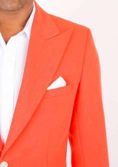 Delivered in as little as two weeks. Free shipping. Covered by our Free Remake Guarantee. Don’t forget Shirts, Pants, Ties & Squares. Fitted Orange Blazer With Long Sleeves, Fitted Orange Outerwear With Notch Lapel, Orange Fitted Formal Outerwear, Formal Fitted Orange Outerwear, Tailored Orange Single-breasted Blazer, Tailored Orange Blazer With Notch Lapel, Formal Orange Outerwear With Notch Lapel, Formal Orange Notch Lapel Outerwear, Orange Fitted Blazer For Work