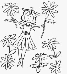 a girl holding flowers in her hand