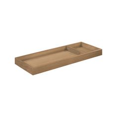 an empty wooden tray on a white background