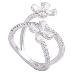 Ring in white gold 18K rose cut and round cut diamonds 1.42 carat, estimated G/H color and Si1 clarity. Size: 55 Total gross weight: 5.16 grams. G H, Round Cut Diamond, Rose Cut, Diamond White, Crossover, Fashion Rings, Round Cut, Jewelry Rings, White Gold