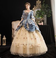 ad eBay - Blue Lace Quinceanera Dresses Ball Gown Adult Victorian Costumes for women - Buy Now, click the link (eBay) Victorian Dress Costume, Victorian Dress Gown, Gaun Abad Pertengahan, Costume Masquerade, Masquerade Ball Gown, Victorian Gown, Period Dress, Costume Ball, Old Fashion Dresses