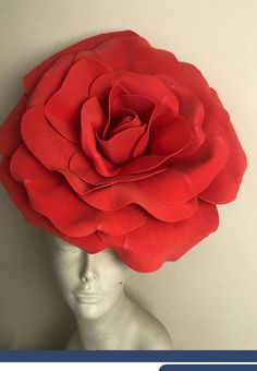 "Floral Headpiece- Red Rose- Garden Party- Derby Day- Wedding -Tea party Hello,  This 15-16\"wide foam rose flower is on a headband covered with satin ribbon. Perfect of an all-red party, wedding tea party or Derby. One size fit all. On a Black Headband and is adjustable and made with new technology so it's a bendable and you'll never have a headache because you can adjust it to any size I am based in the NYC metropolitan area where I started with a shop in Soho.  I've been making hair pieces ov Lilac Fascinator, Ivory Fascinator, Wedding Tea Party, Red Fascinator, Rose Hat, Pink Fascinator, Feather Wedding, Wedding Tea, Tea Party Hats