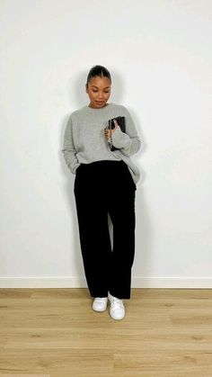 Jumper And Trousers Outfit, Business Casual With Sweater, Comfy Outfits Teacher, White Button Down Shirt Work Outfit, Business Casual Sweatshirt Outfit, Modest Outfits For Black Women, Smart Casual Women Black, Sweatshirt Office Outfit, Work Plus Size Outfits